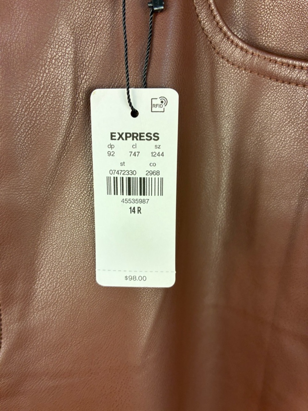NWT Express Vegan Leather 90's Slim Super High Rise 14R - Picture 4 of 8